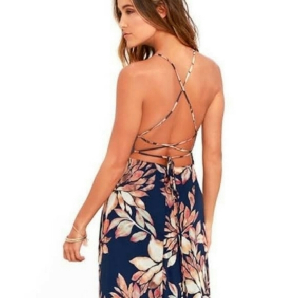 LULU'S Adventure Seeker Blue Maxi Dress Sz S - Picture 6 of 6